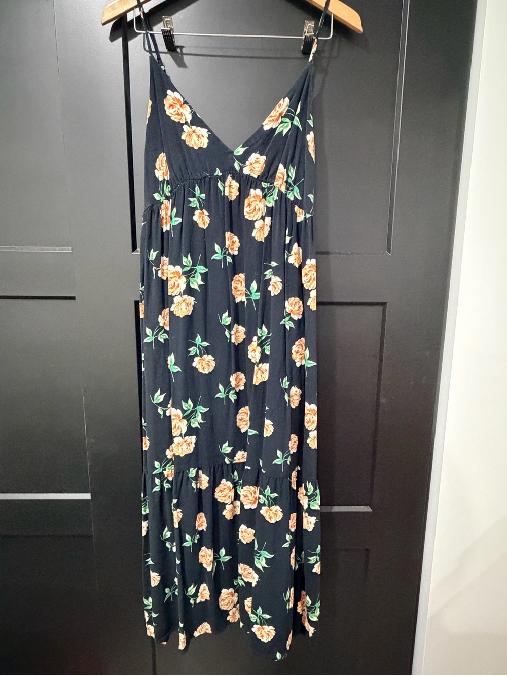 Old Navy Navy Floral Tiered Cami Maxi Dress
